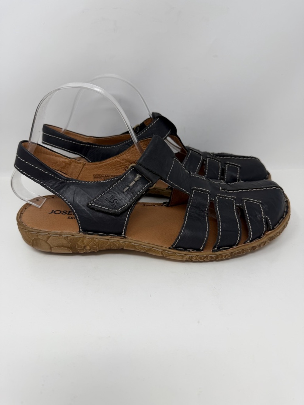 Josef Seibel Rosalie Fisherman Sandals Leather Black Size EU 41, US 10 - Picture 2 of 10